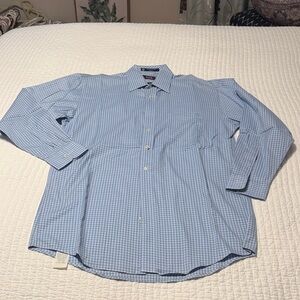 Overton Classic Blue Checkered Men's Shirt 15.5 - 33